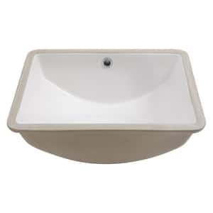 18.5 in. x 14 in. White Ceramic Rectangular Undermount Bathroom Sink with Overflow