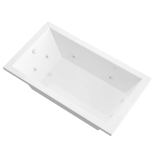 Sapphire Series 66 in. x 32 in. Rectangular Whirlpool Bathtub with Left Side Drain and V-Style Back Jets in Glossy White