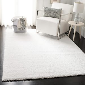 August Shag White 10 ft. x 10 ft. Solid Square Area Rug