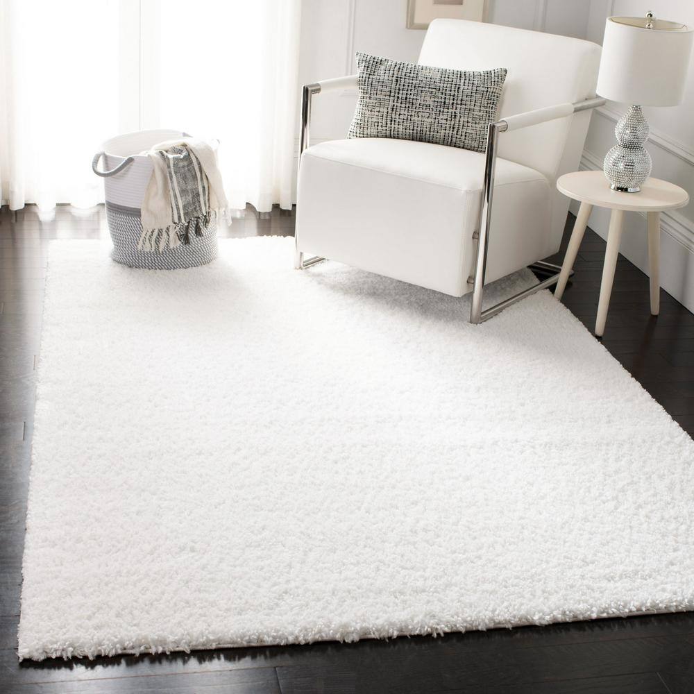 Luxe White Shag 3' x 5' Synthetic Rectangular Rug