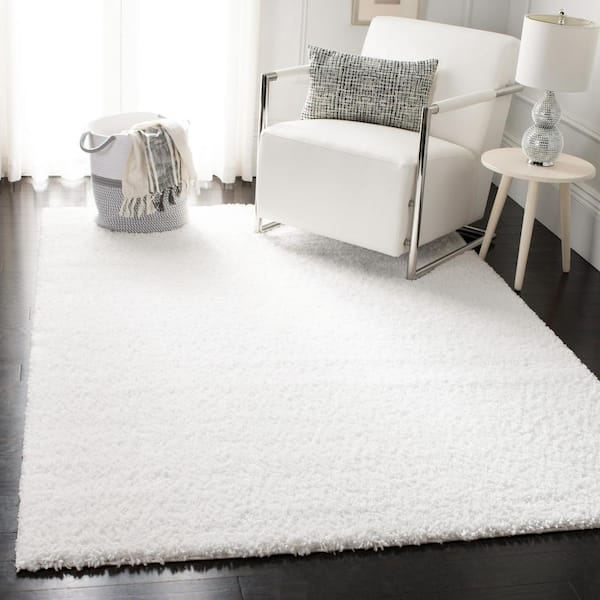 August Shag White Doormat 3 ft. x 5 ft. Solid Area Rug