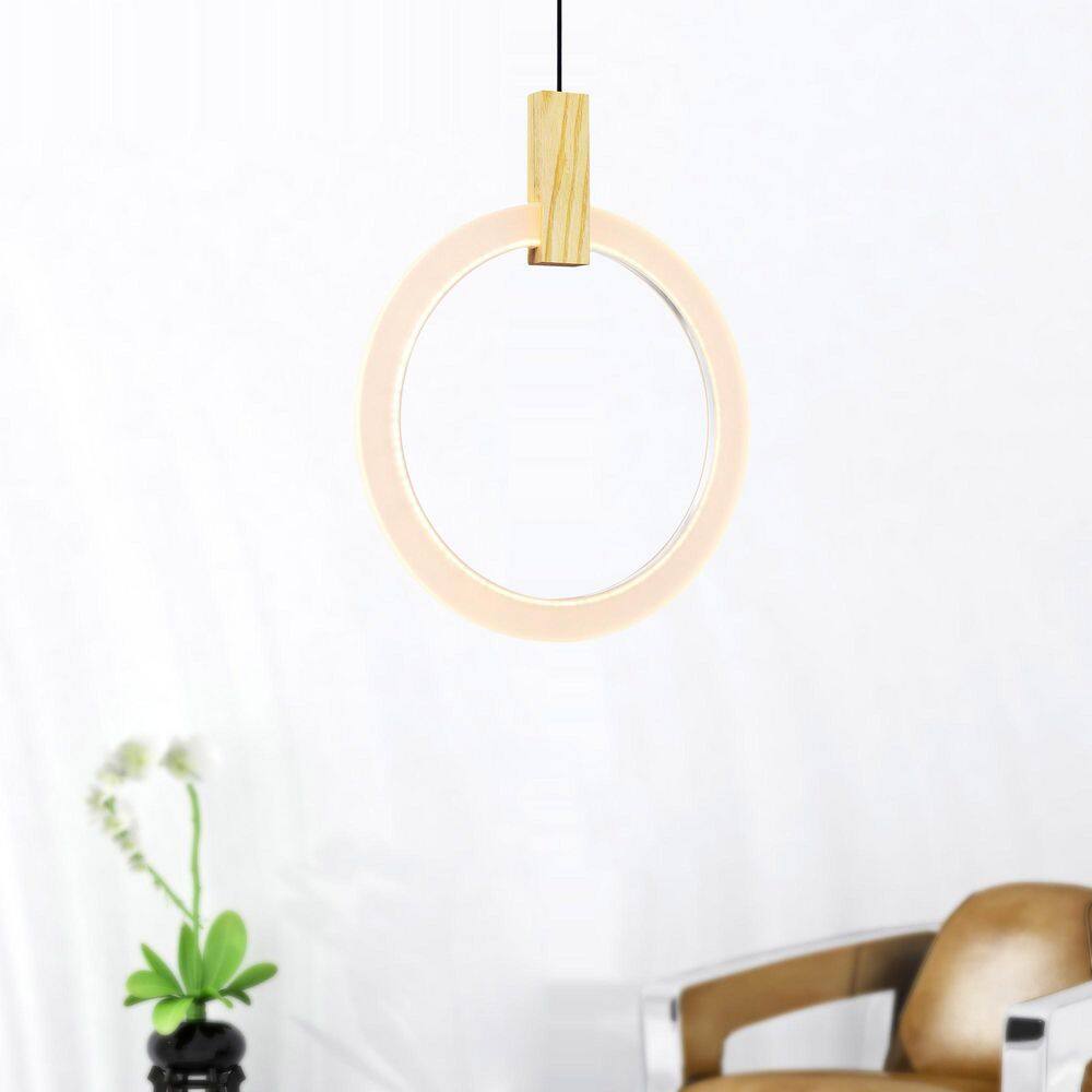 Anello White Oak and Frosted Acrylic LED Pendant Light