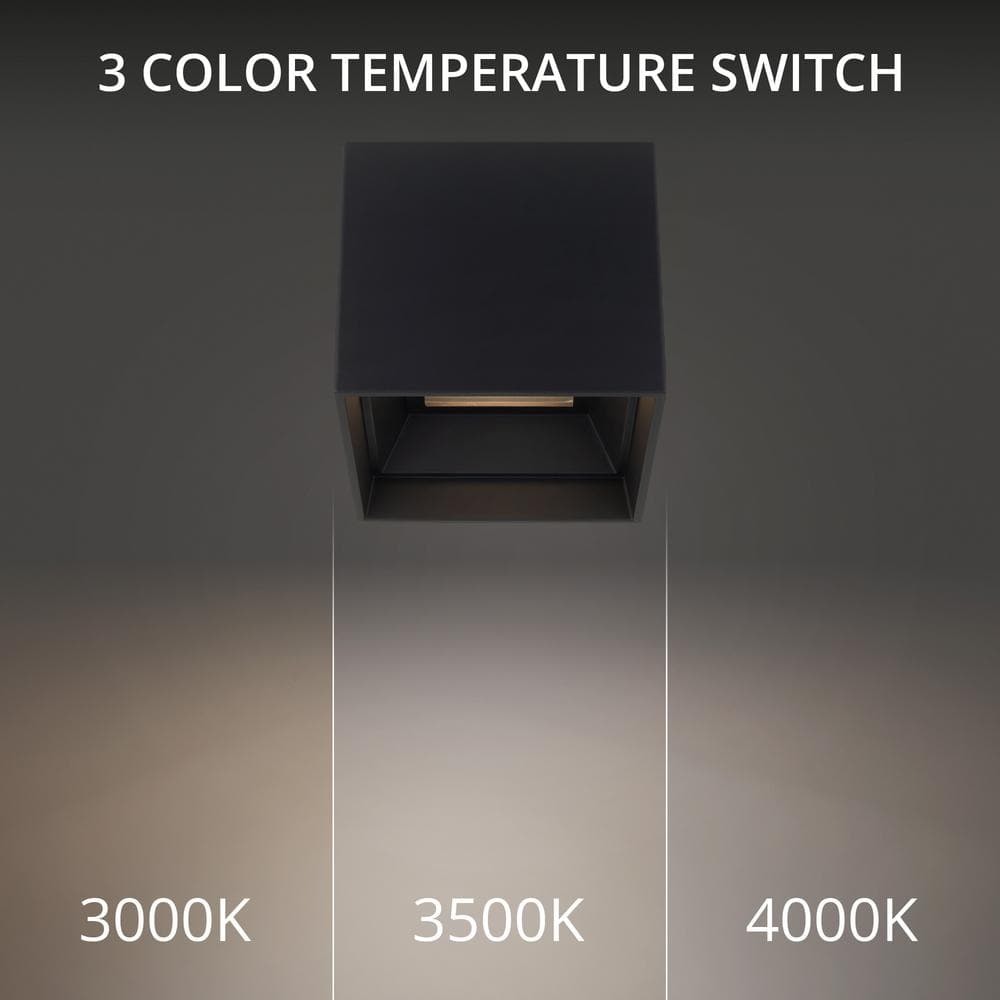 Downtown Sleek Black Aluminum LED Flush Mount Indoor/Outdoor