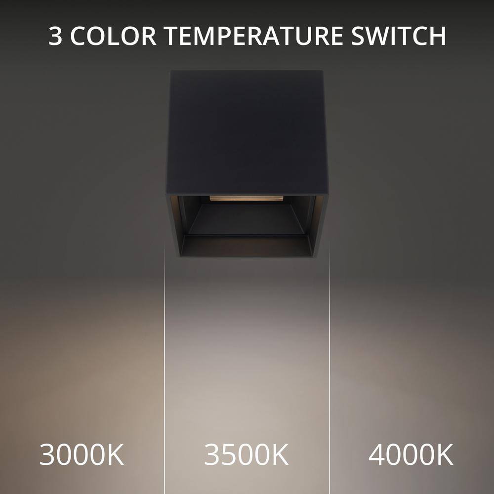 Downtown Sleek Black Aluminum LED Flush Mount Indoor/Outdoor