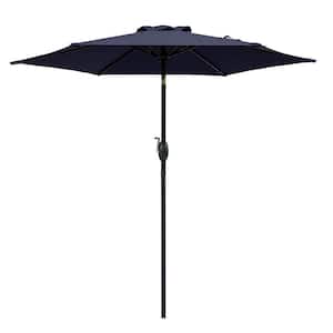 7.5 ft. Patio Umbrella Outdoor Table Market Umbrella with Push Button Tilt and Crank (Navy Blue)