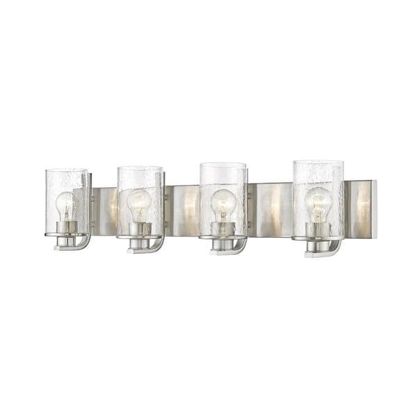 Unbranded Beckett 34 in. 4-Light Brushed Nickel Vanity Light with Glass Shade