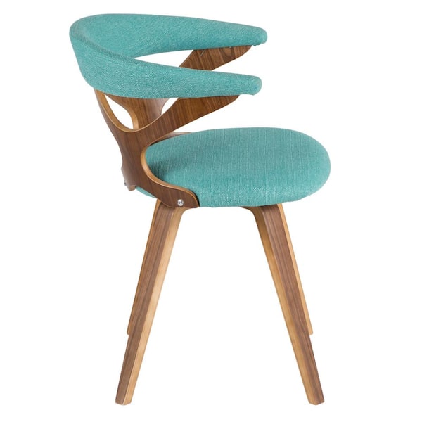Lumisource Gardenia Walnut and Teal Swivel Accent and Dining Chair