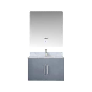 Geneva 30 in. W x 22 in. D Dark Grey Bath Vanity, Carrara Marble Top, Faucet Set and 30 in. LED Mirror