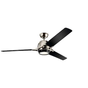 Zeus 60 in. Integrated LED Indoor Polished Nickel Downrod Mount Ceiling Fan with Light Kit and Wall Control