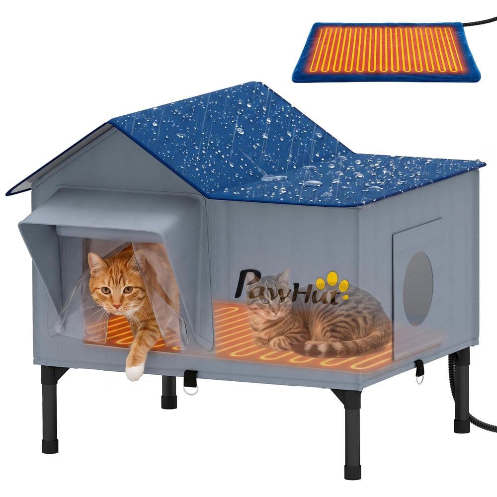 PawHut Heated Outdoor Cat House w/ Pad 20 in