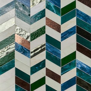 Elizabeth Sutton Pride Vermont Jade 16.92 in. x 17.44 in. Polished Glass Mosaic Wall Tile (2.05 Sq. Ft./Each)