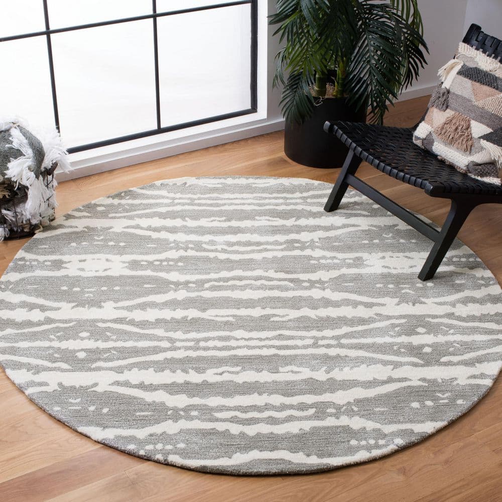 Soho 6 ft. x 6 ft. Gray/Ivory Striped Abstract Round Area Rug price history on PriceWatchPro