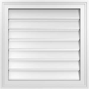 22" x 22" Vertical Surface Mount PVC Gable Vent: Functional with Brickmould Frame