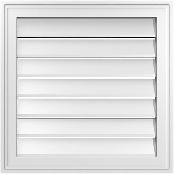 Ekena Millwork 22" x 22" Vertical Surface Mount PVC Gable Vent: Functional with Brickmould Frame