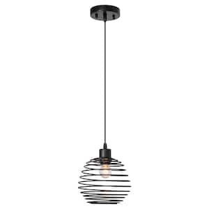 60-Watt 1-Light Classic Black Shaded Single Globe Pendant Light with Metal Shade, No Bulbs Included
