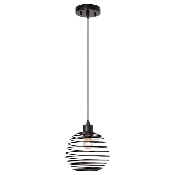 Vanity Art 60-Watt 1-Light Classic Black Shaded Single Globe Pendant Light with Metal Shade, No Bulbs Included