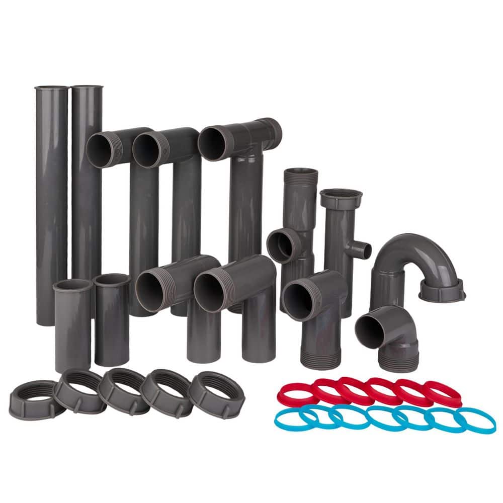 Universal Kitchen Sink Drain Kit with P‑Trap and S‑Trap Fittings, 1‑Piece Bath Accessory Set in Black price history on PriceWatchPro