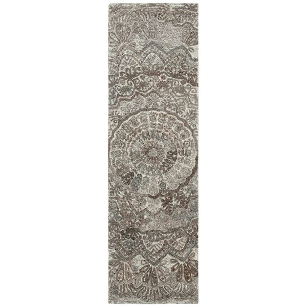 SAFAVIEH Marquee Gray/Ivory 2 ft. x 6 ft. Floral Oriental Runner Rug