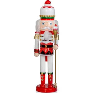 15 in. Wooden Strawberry Toy Soldier Nutcracker-Strawberry Hat with Cupcake Scepter Christmas Holiday Decoration