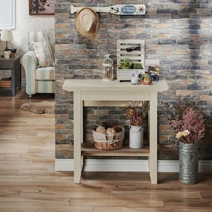 Cane River 36 in. Distressed Taupe Rectangle Wood Console Table with 1-Drawer
