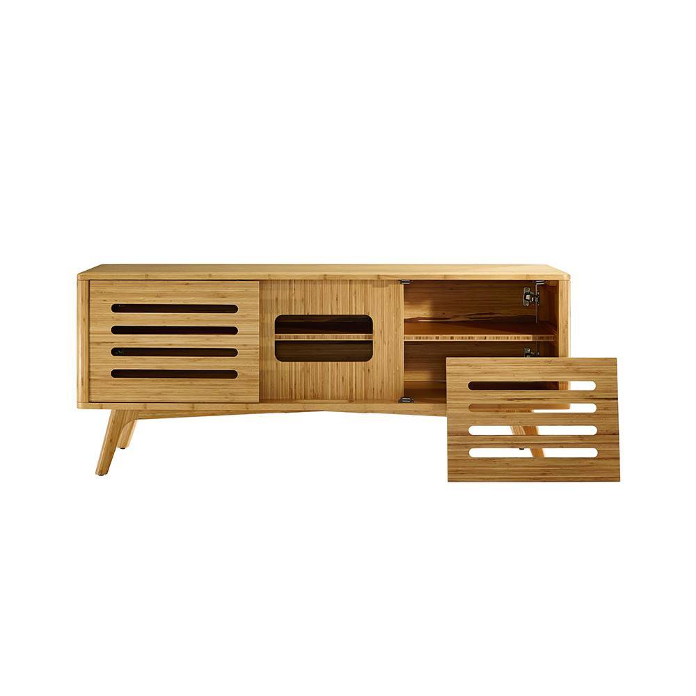 Caramelized Bamboo 57" Media Cabinet with Storage