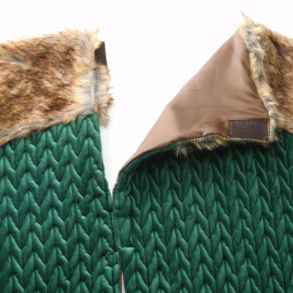 Green Quilted Tree Skirt with Faux Fur Border, 48-inch