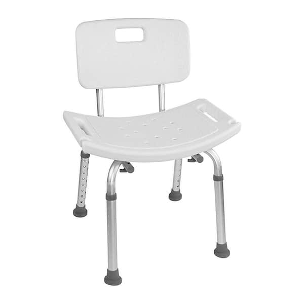 Aluminum Adjustable Shower Chair, 300lbs Capacity with Removable Back, for Bathtub, Spa, Providing Comfort, in White
