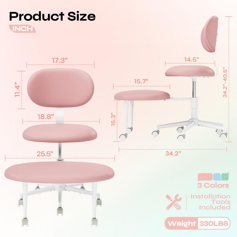 Upholstered Faux Leather Adjustable Height Ergonomic Office Chair with Lumbar Support and Wheels Executive Chair