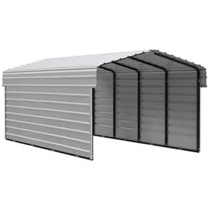 10 ft. W x 20 ft. D x 7 ft. H Eggshell Galvanized Steel Carport with 2-sided Enclosure