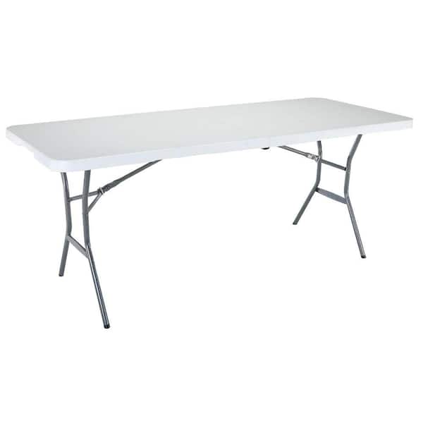 Lifetime 72 In White Plastic Portable, Lifetime 6 Foot Folding Table Weight Limit