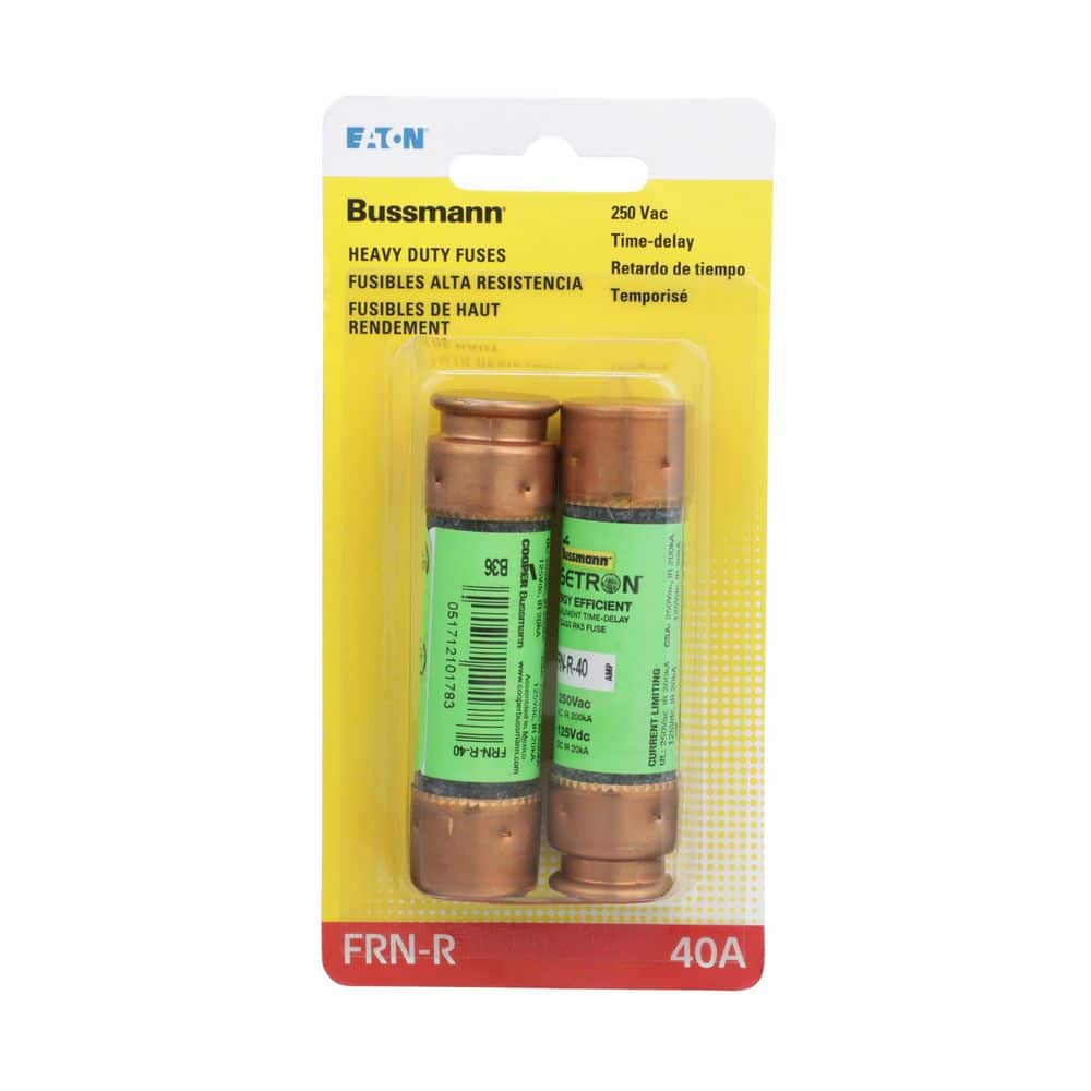 Cooper Bussmann FRN Series 40 Amp Brass Time-Delay Cartridge Fuses (2 ...