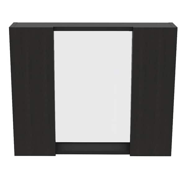 Amucolo 23.62 in. W x 19.52 in. H Black Rectangular Wall Surface Mount Bathroom Storage Medicine Cabinet with Mirror