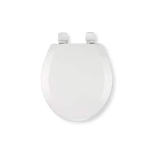 Stick Tight Round Closed Front Toilet Seat in White
