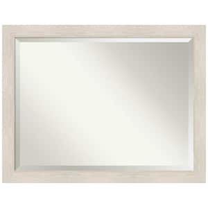 Hardwood Whitewash 44.75 in. W x 34.75 in. H Wood Framed Beveled Wall Mirror in White