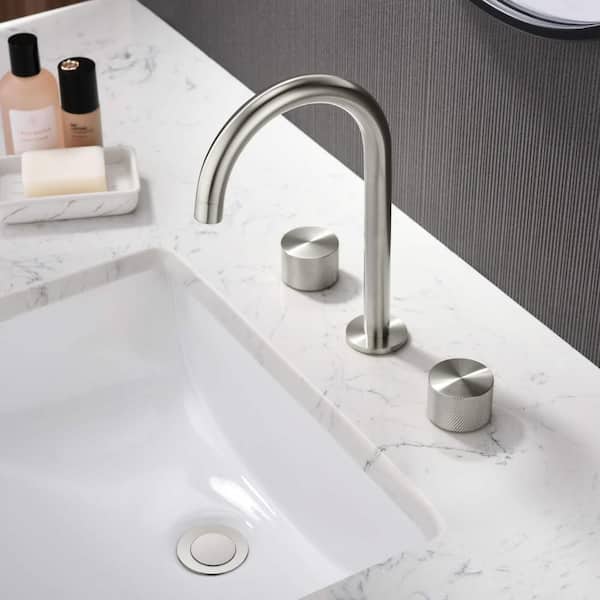 8 in. Widespread 2-Handle Bathroom Sink Faucet with Supply Lines and Adjustable Flow Rate in Brushed Nickel (1-Pack)