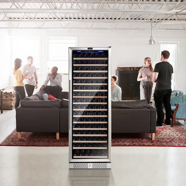 24 in. Single Zone 171-Bottle Free Standing and Built-In Wine Cooler in Stainless Steel