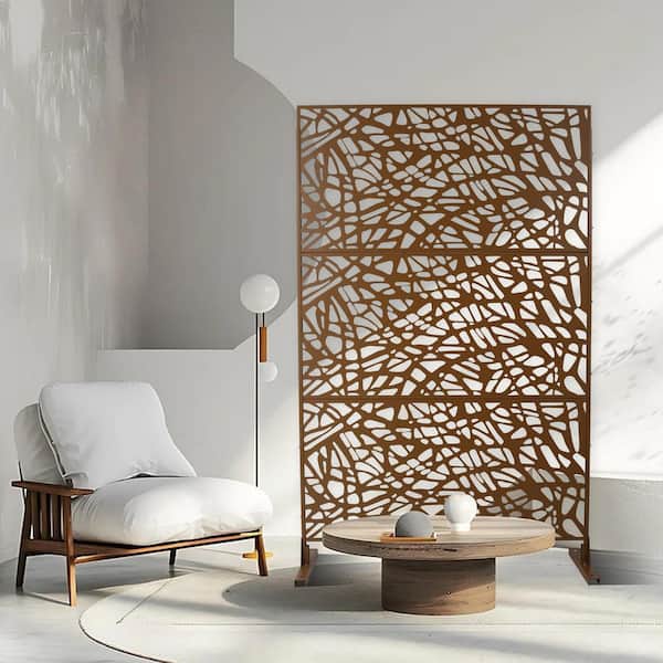 4 ft. x 6.3 ft. Brown Steel Outdoor Privacy Screen