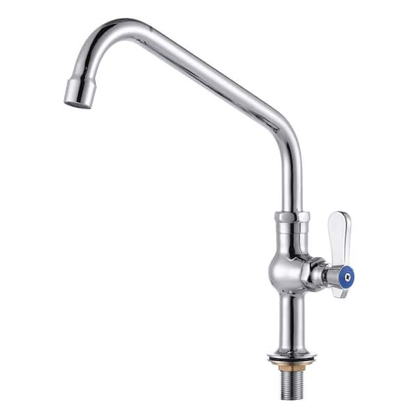 Single Handle Deck Mount Brass Standard Kitchen Faucet with 10" Swivel Spout & Supply Lines in Polished Chrome