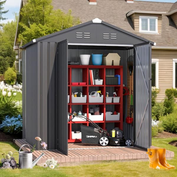 AECOJOY 6 ft. W x 4 ft. D Metal Shed with Double Lockable Door in