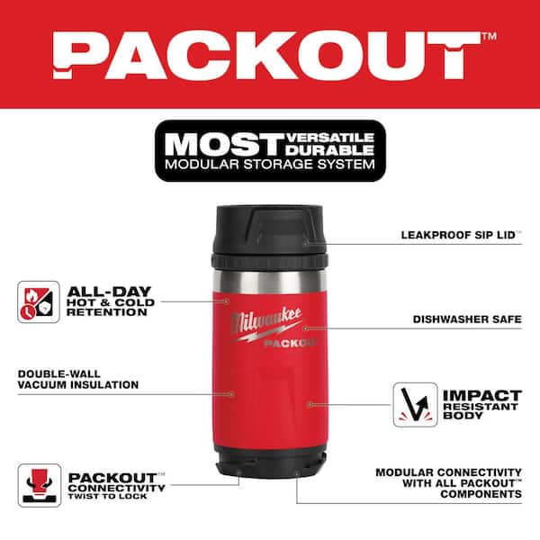 PACKOUT Red 12 oz. Insulated Bottle with Sip Lid