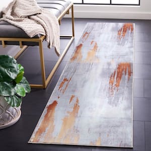 Tacoma Gray/Rust 3 ft. x 8 ft. Machine Washable Abstract Solid Color Runner Rug