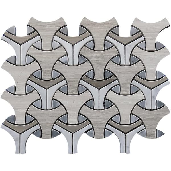 Apollo Tile Gray and Beige 4 in. x 5 in. Polished Marble Mosaic Tile Sample (0.13 sq. ft./Piece)