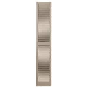 15 in. x 71 in. Open Louvered Polypropylene Shutters Pair in Pebblestone Clay