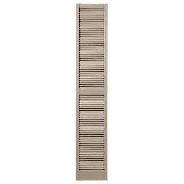 Ply Gem 15 in. x 75 in. Open Louvered Polypropylene Shutters Pair in Pebblestone Clay