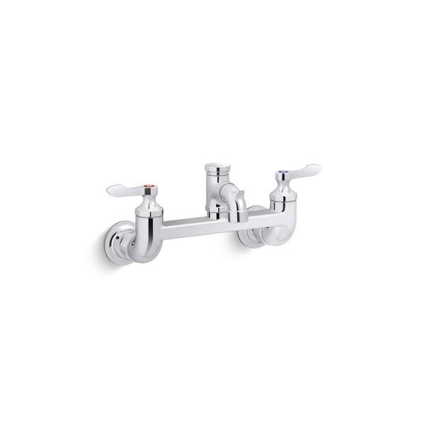 KOHLER Triton Bowe Double Handle Wall Mounted Faucet in Polished Chrome