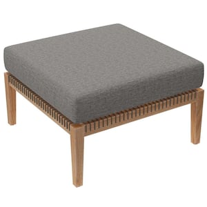 Clearwater Outdoor Patio Teak Wood Ottoman in Gray Graphite