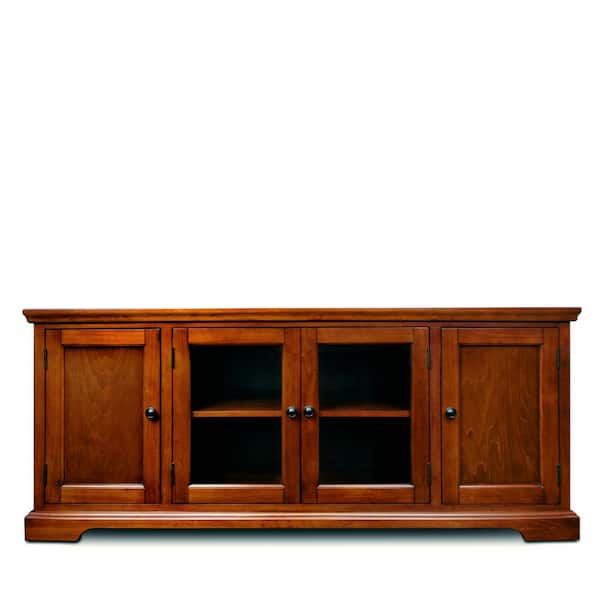 Leick Home West Wood Cherry Hardwood 60, Tall Tv Stands Bookcase Cherry Wood