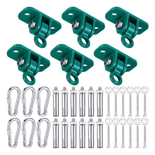 Green Swing Hangers for Wooden Concrete Set with Swing Hooks Screws Bolts Washers 6-Pack, Over 1800 lb Capacity