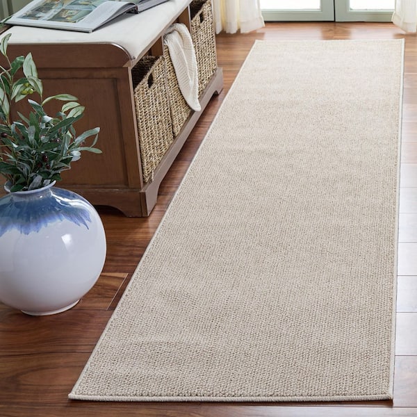 Highland Plain 2 ft. x 9 ft. Light Beige/Ivory Solid Color Runner Rug