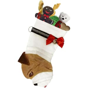 22 in. English Bulldog Dog Faux Fur Christmas Stocking